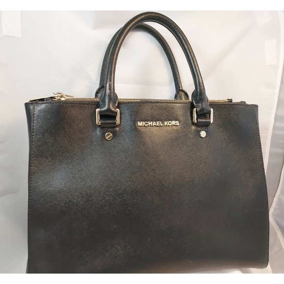 MICHAEL MICHAEL KORS SUTTON 3 COMPARTMENT SATCHEL BLACK HANDBAG - Picture 2 of 7